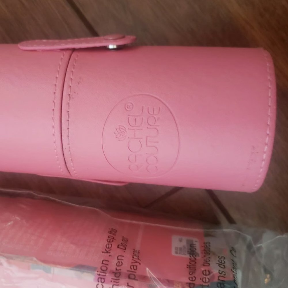 New Pink Makeup Brushes with faux leather case